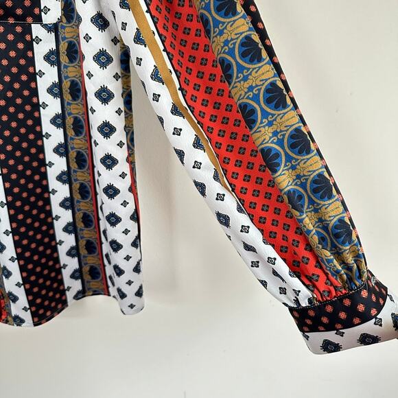 House of Harlow 1960 x Revolve Glenn Blouse in Ivory Pajama Print Long Sleeve XS - Picture 5 of 10